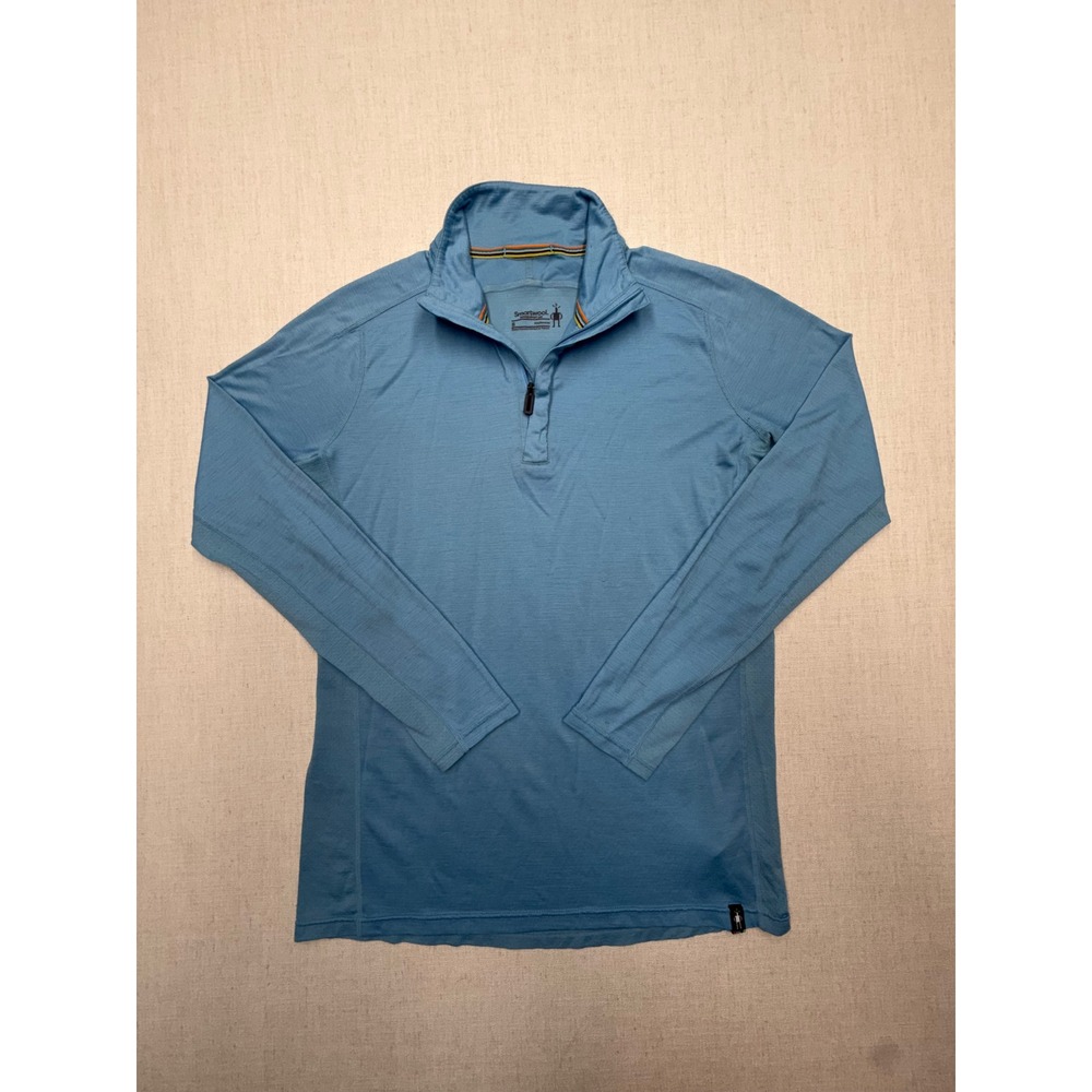 Smartwool Mens Merino Sport 150 Quarter Zip Pullover Blue S Base Layer Top